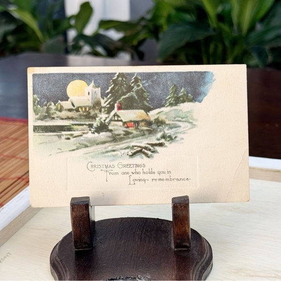 Antique Post A. Inc Card Christmas Greetings Postdate 1922 Paper Ephemera - Picture 1 of 11